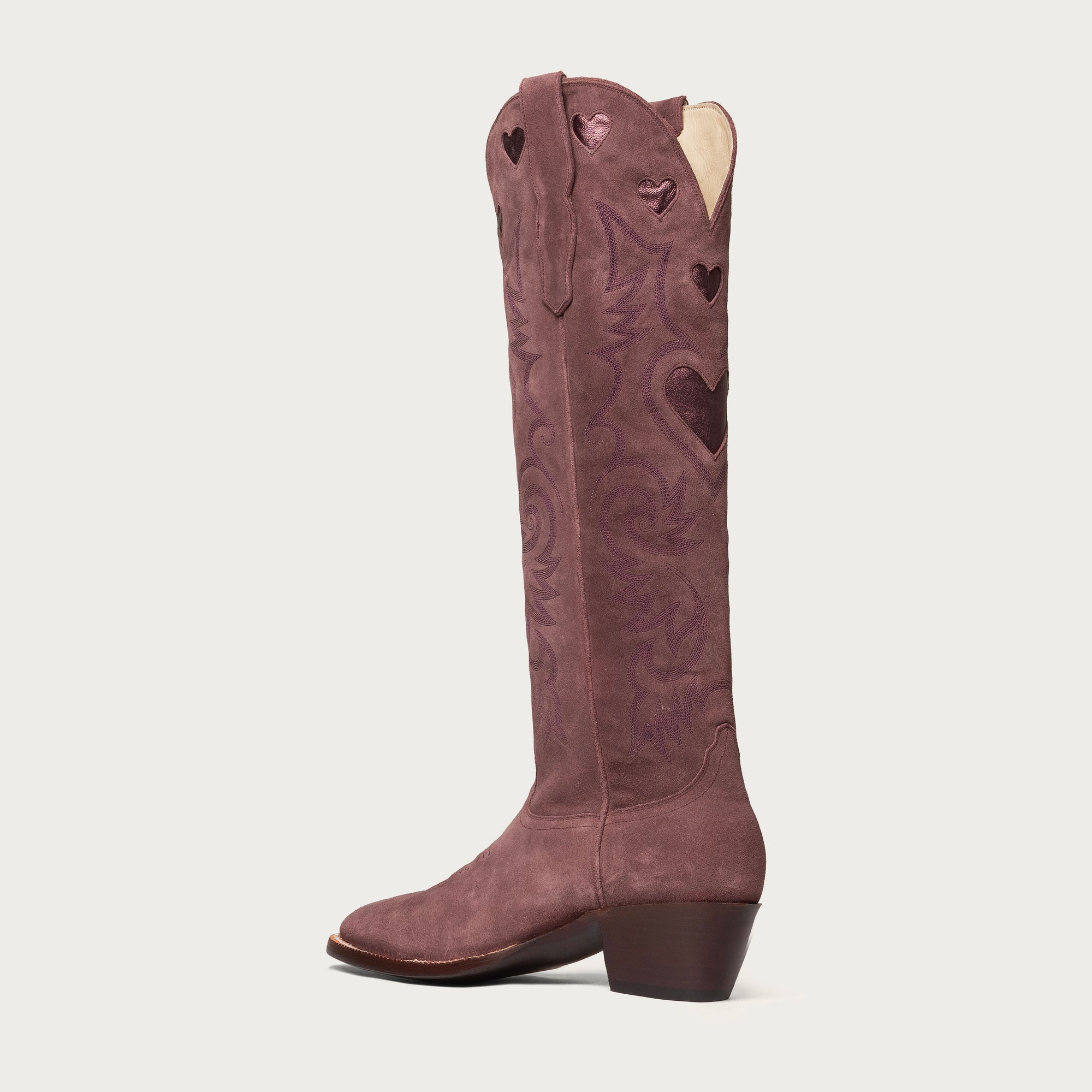The Heart Boot Sangria Suede and Sangria Metallic