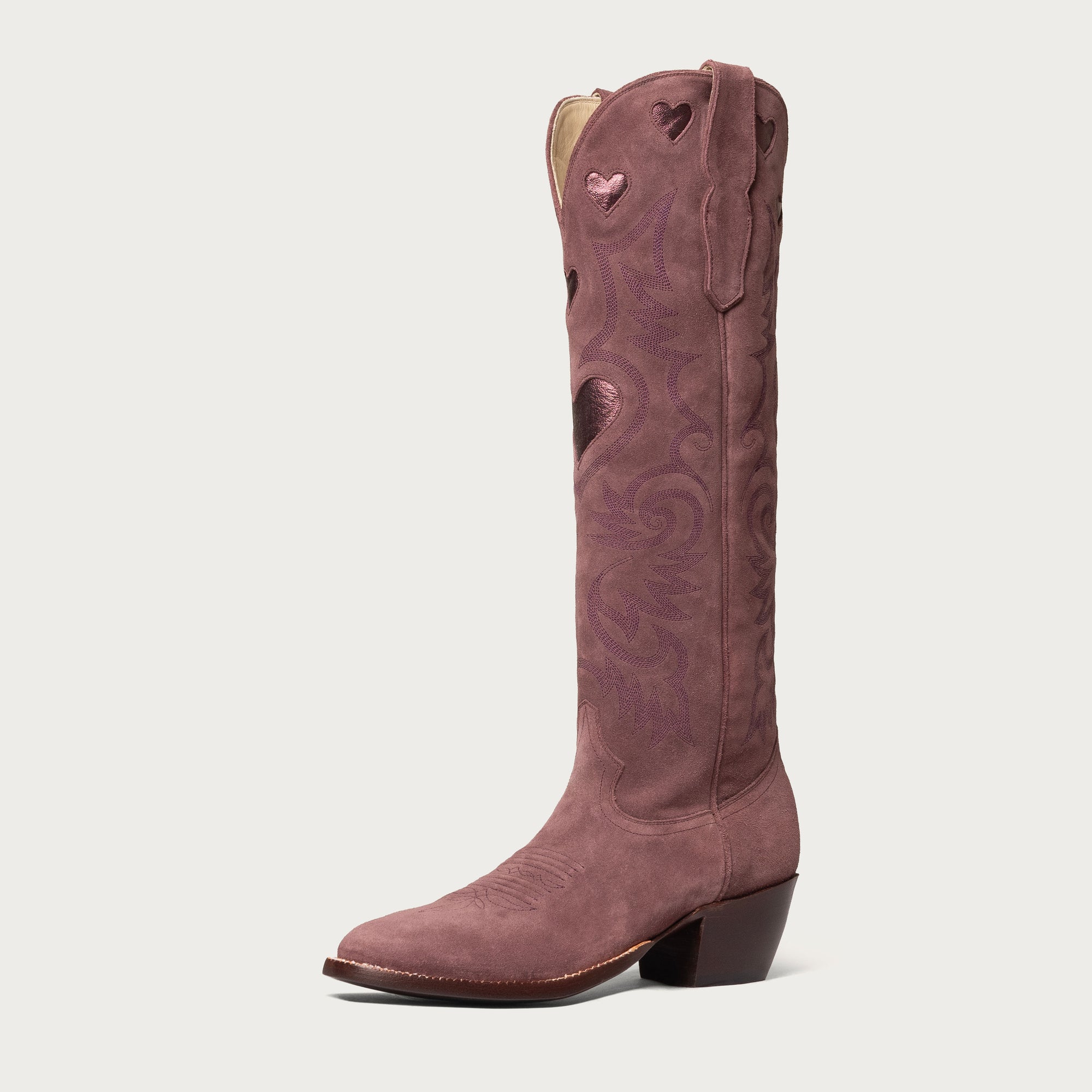 The Heart Boot Sangria Suede and Sangria Metallic