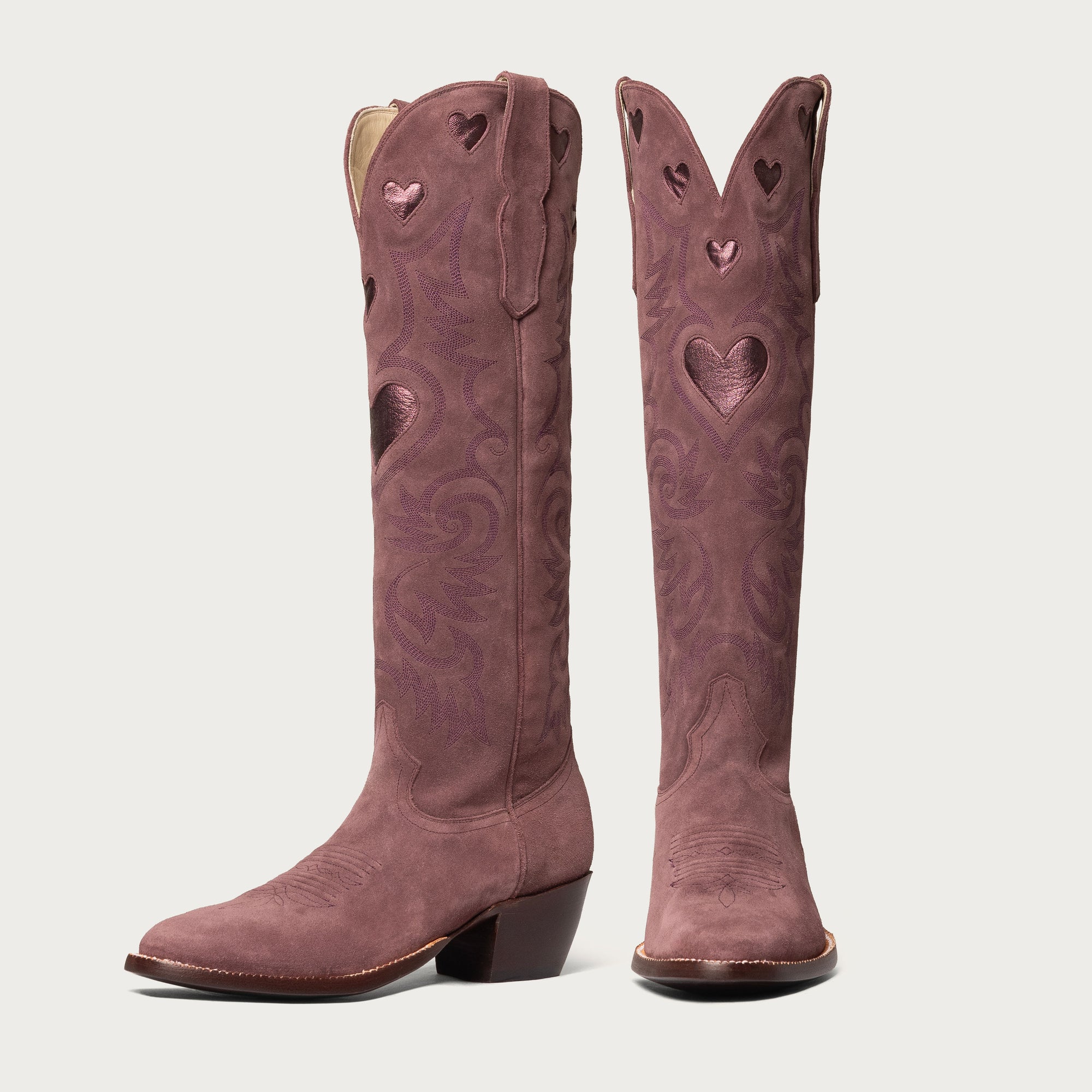 The Heart Boot Sangria Suede and Sangria Metallic
