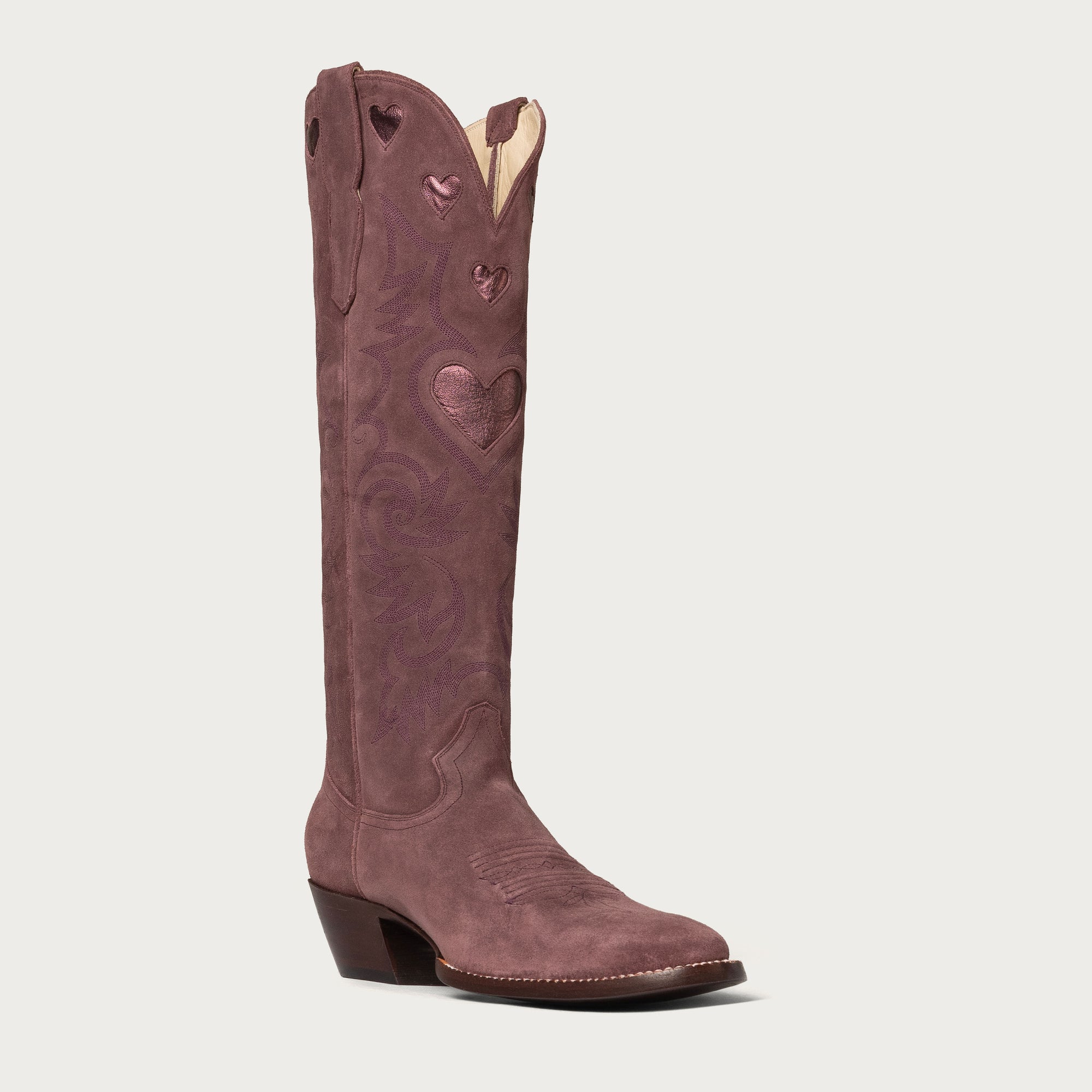 The Heart Boot Sangria Suede and Sangria Metallic