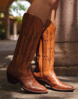 The Austin Boot in Honey and Cognac Croc - CITY Boots