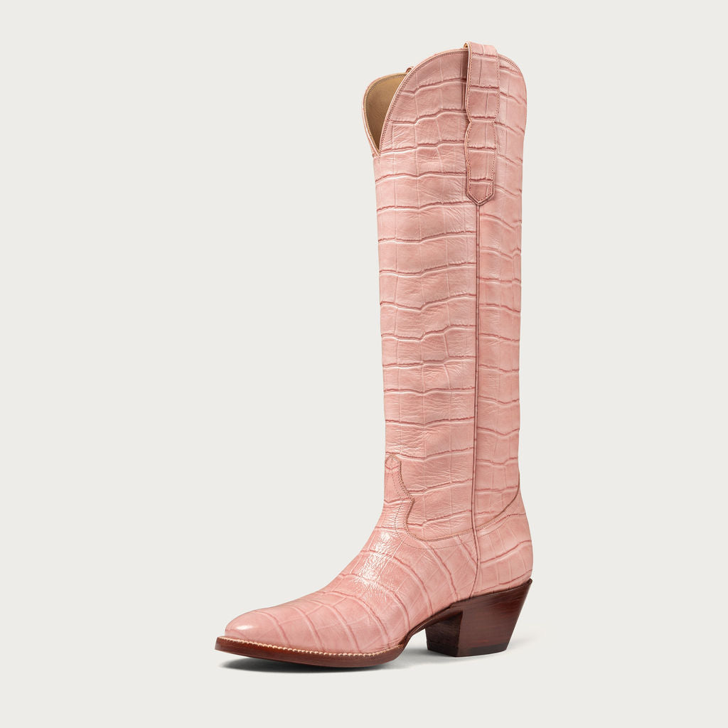 The CITY Boots Pink Croc Soho Boot - CITY Boots