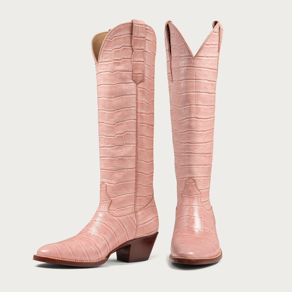 The CITY Boots Pink Croc Soho Boot - CITY Boots