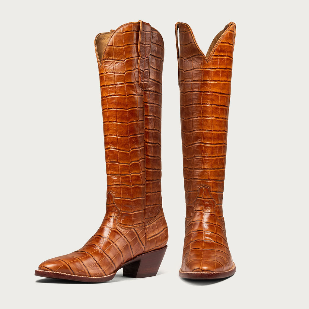 The Cognac Croc Soho Boot - CITY Boots