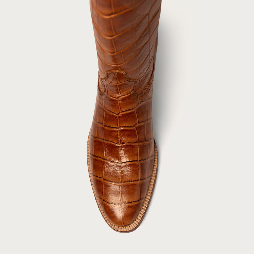 The Cognac Croc Soho Boot - CITY Boots
