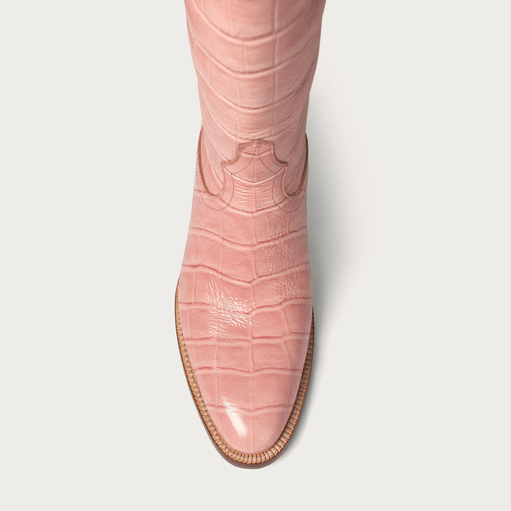 The CITY Boots Pink Croc Soho Boot - CITY Boots