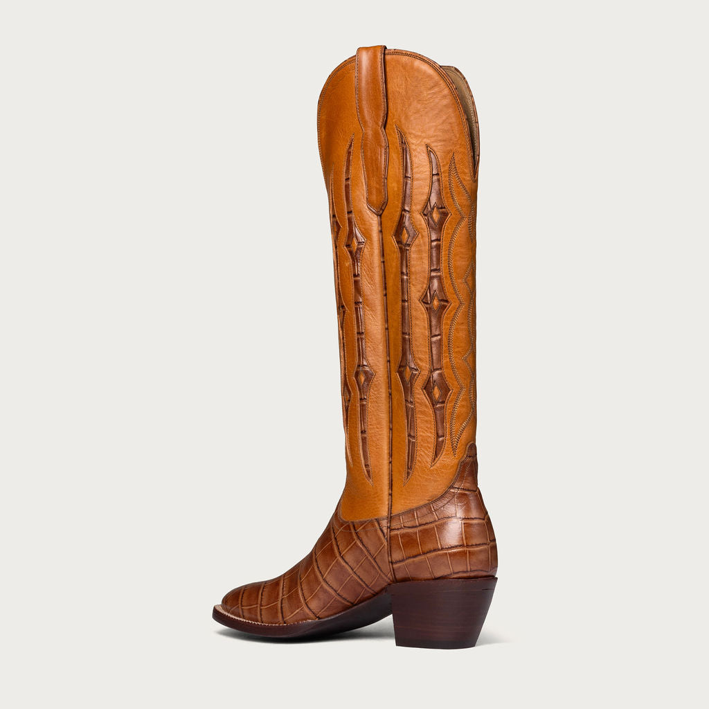 The Austin Boot in Honey and Cognac Croc - CITY Boots