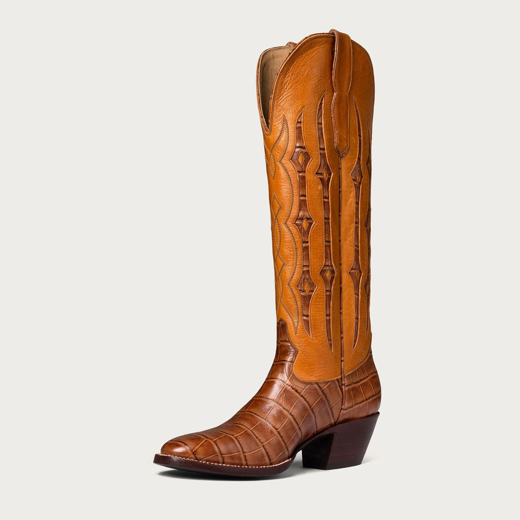 The Austin Boot in Honey and Cognac Croc - CITY Boots