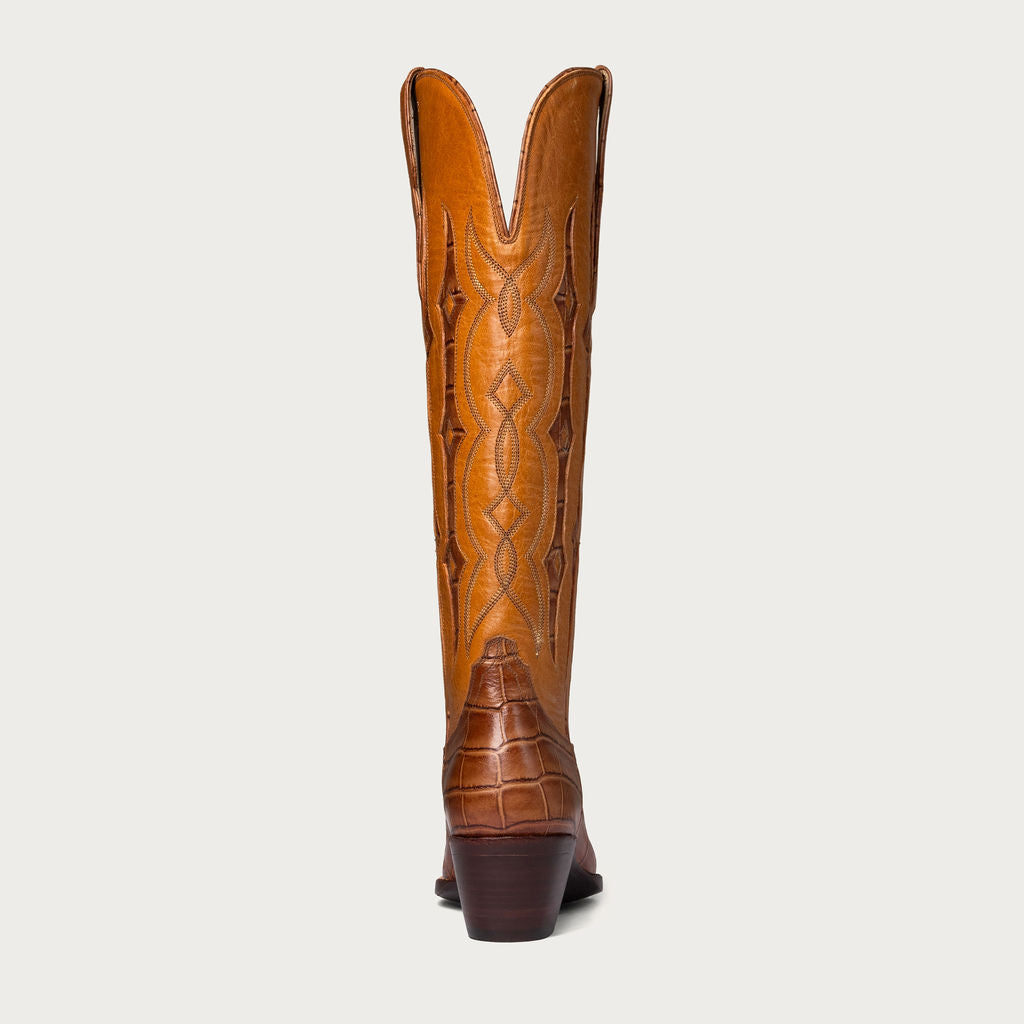 The Austin Boot in Honey and Cognac Croc - CITY Boots