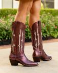 The Austin Boot Sangria Metallic and Bone