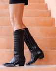 The Soho Boot Black Croc - CITY Boots