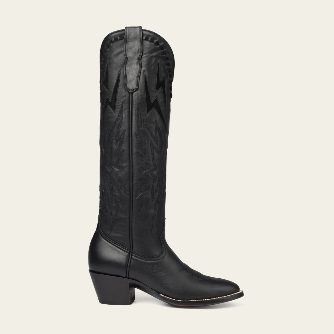 The Lightning Boot in Black and Black Suede
