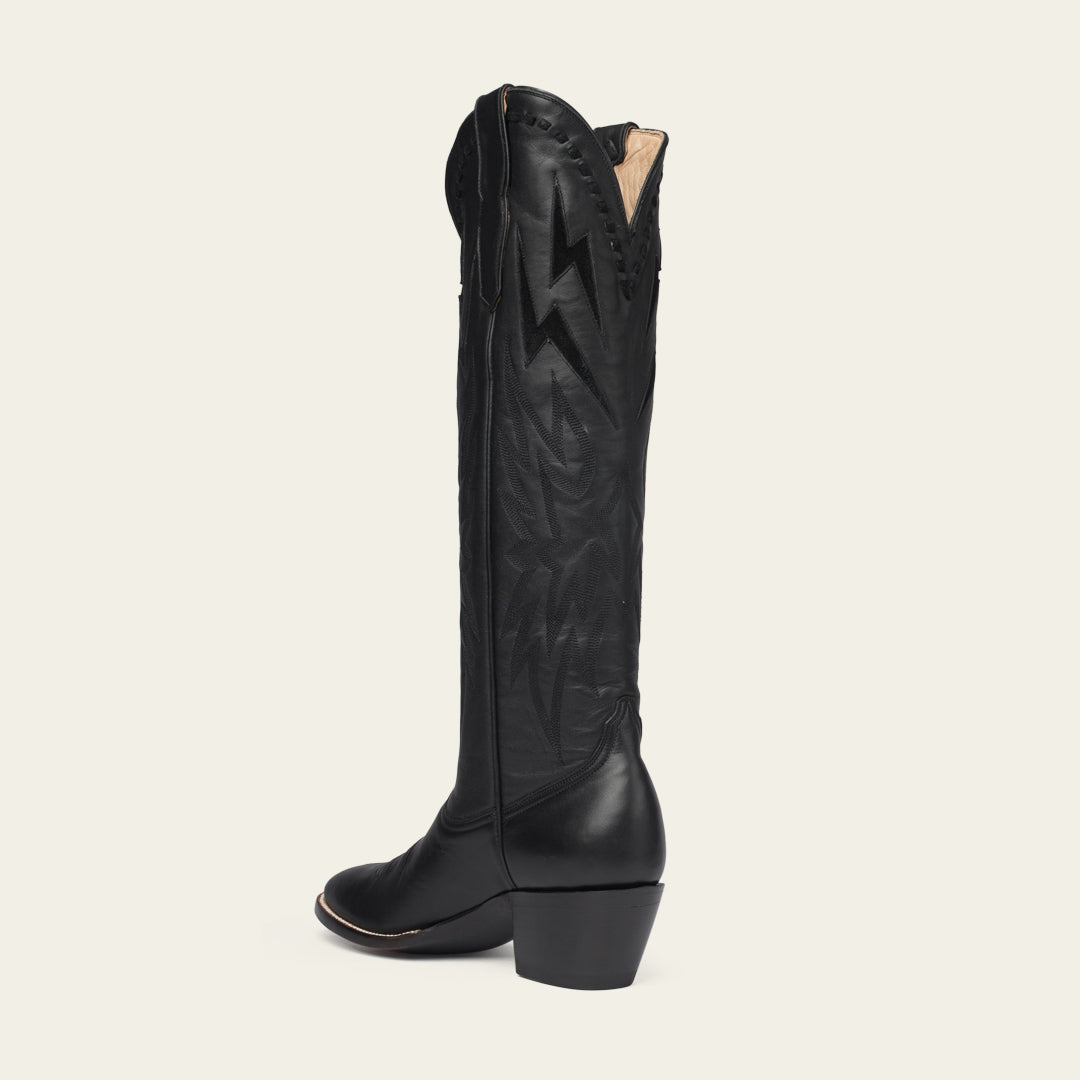 The Lightning Boot in Black and Black Suede