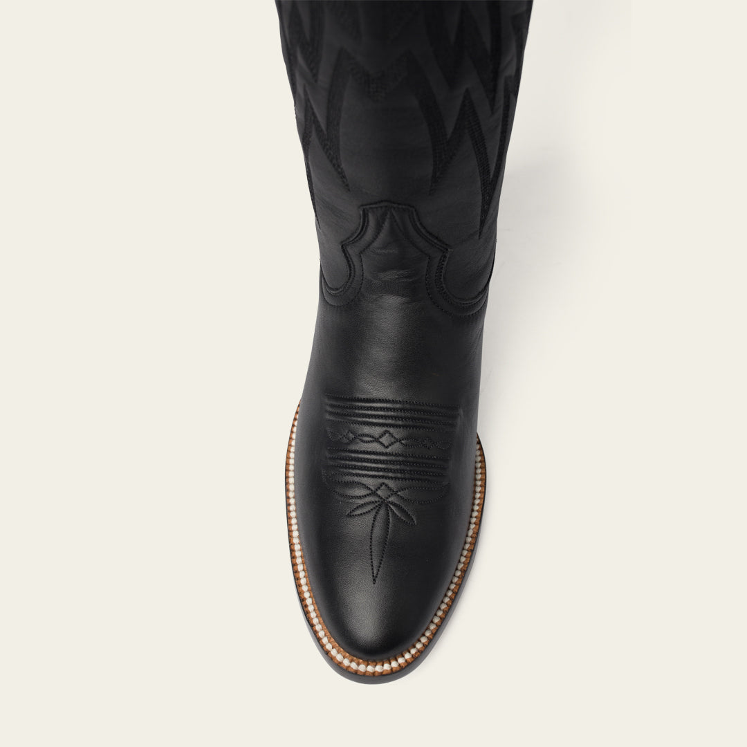 The Lightning Boot in Black and Black Suede