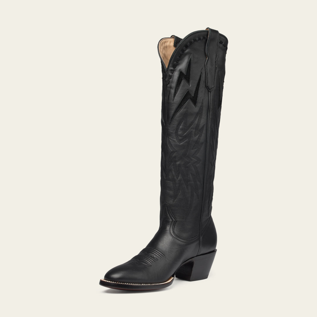 The Lightning Boot in Black and Black Suede