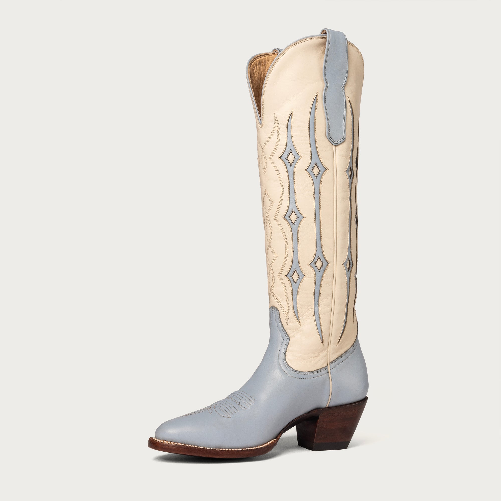 The Austin Boot in Bone and Powder Blue - CITY Boots