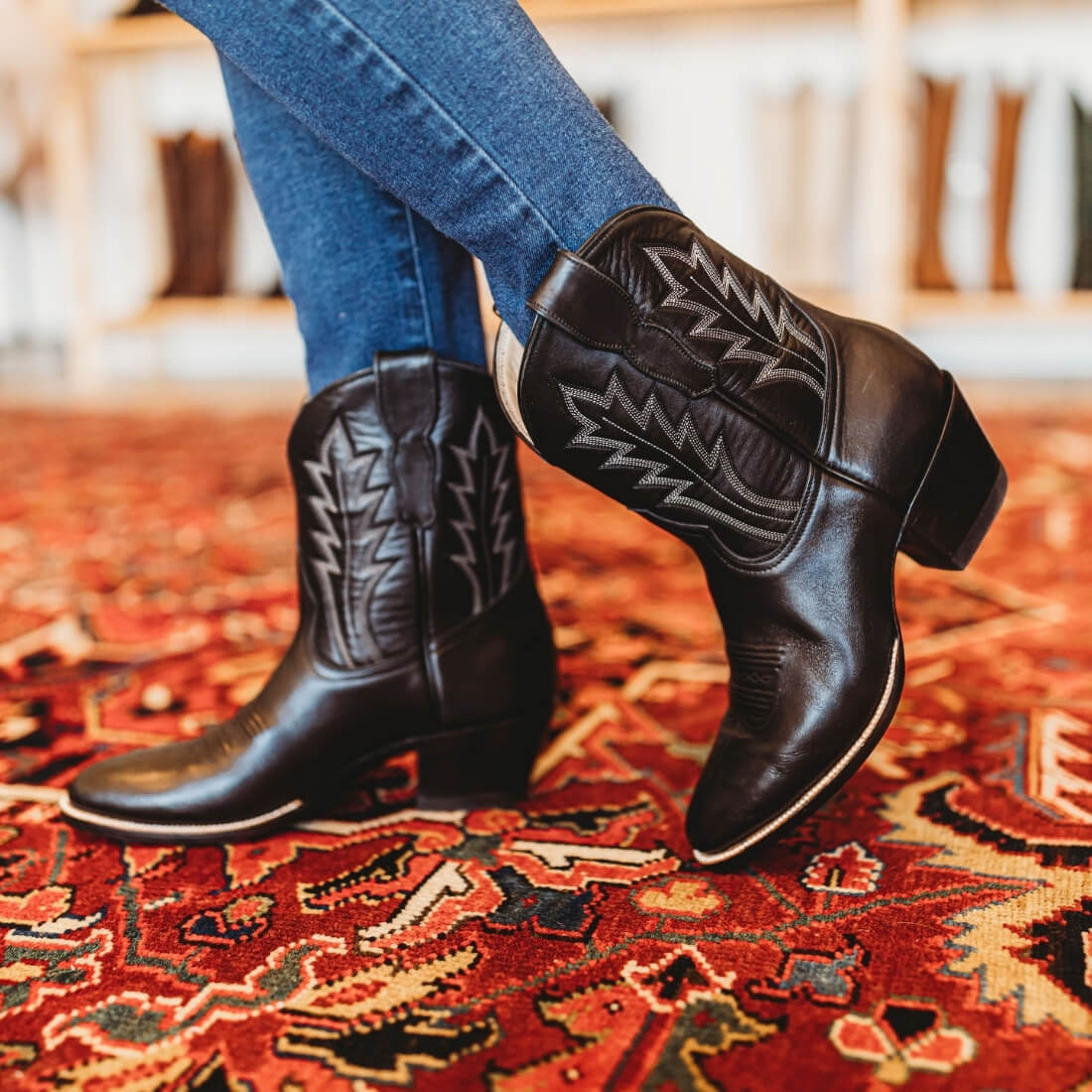 Ranger Short Black Cowboy Booties - CITY Boots