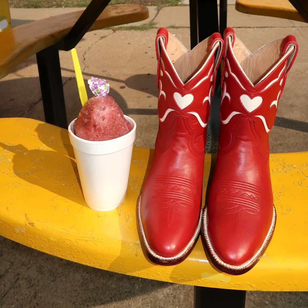 Short red cowboy shop boots