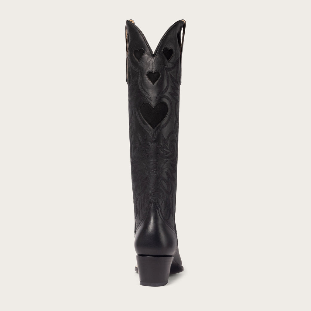 White/Black Heart Toe Ankle Boot