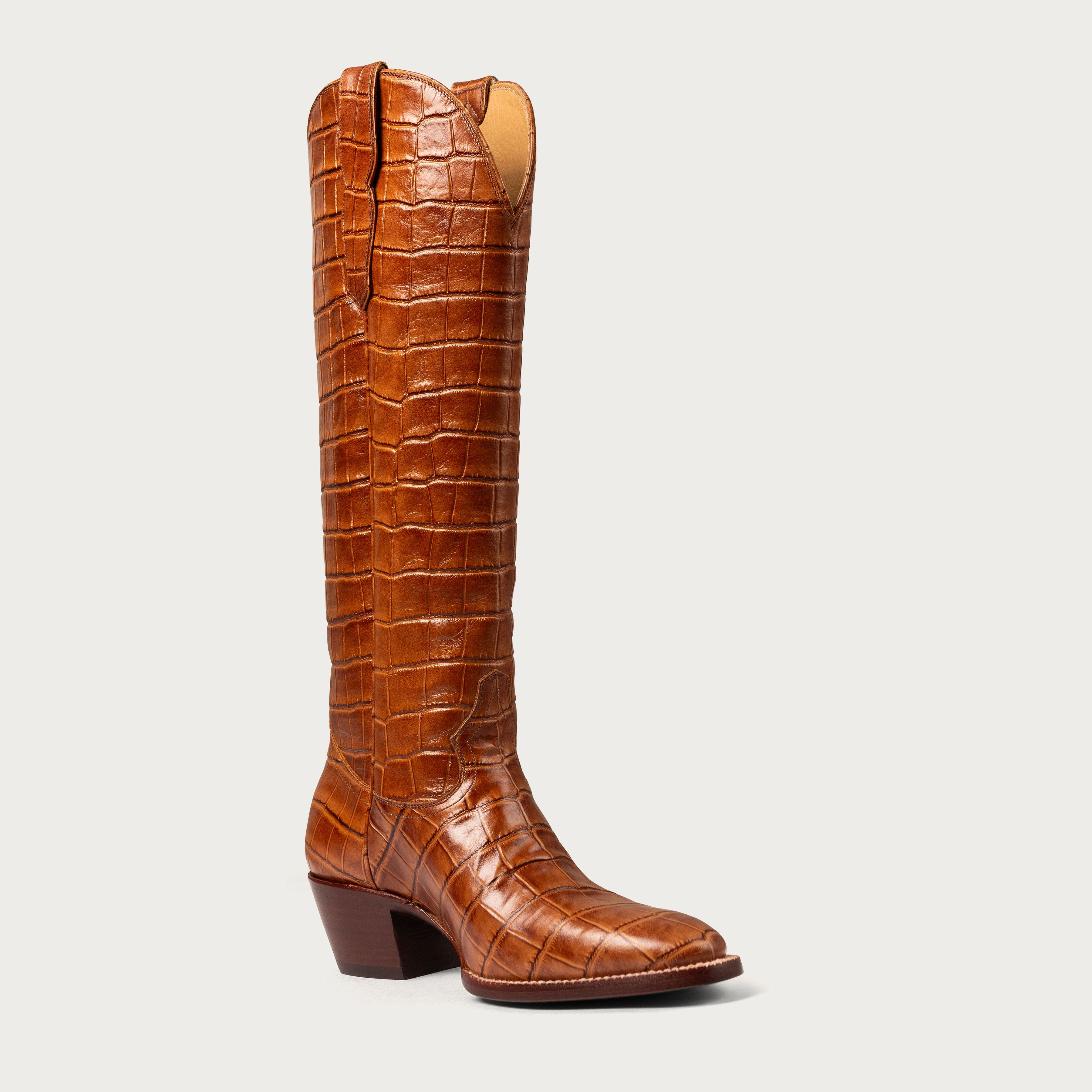 The Soho Boot Cognac Croc – CITY Boots