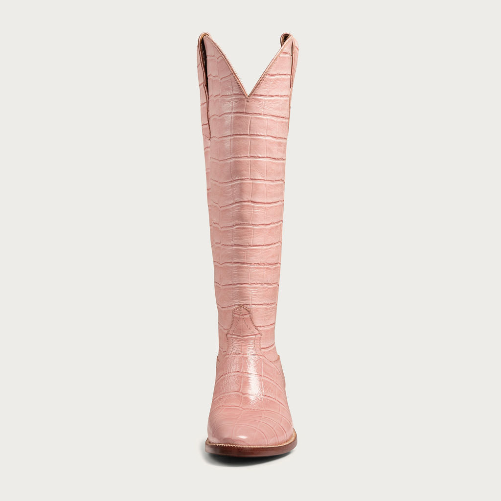 The Soho Boot Pink Croc Extended – CITY Boots