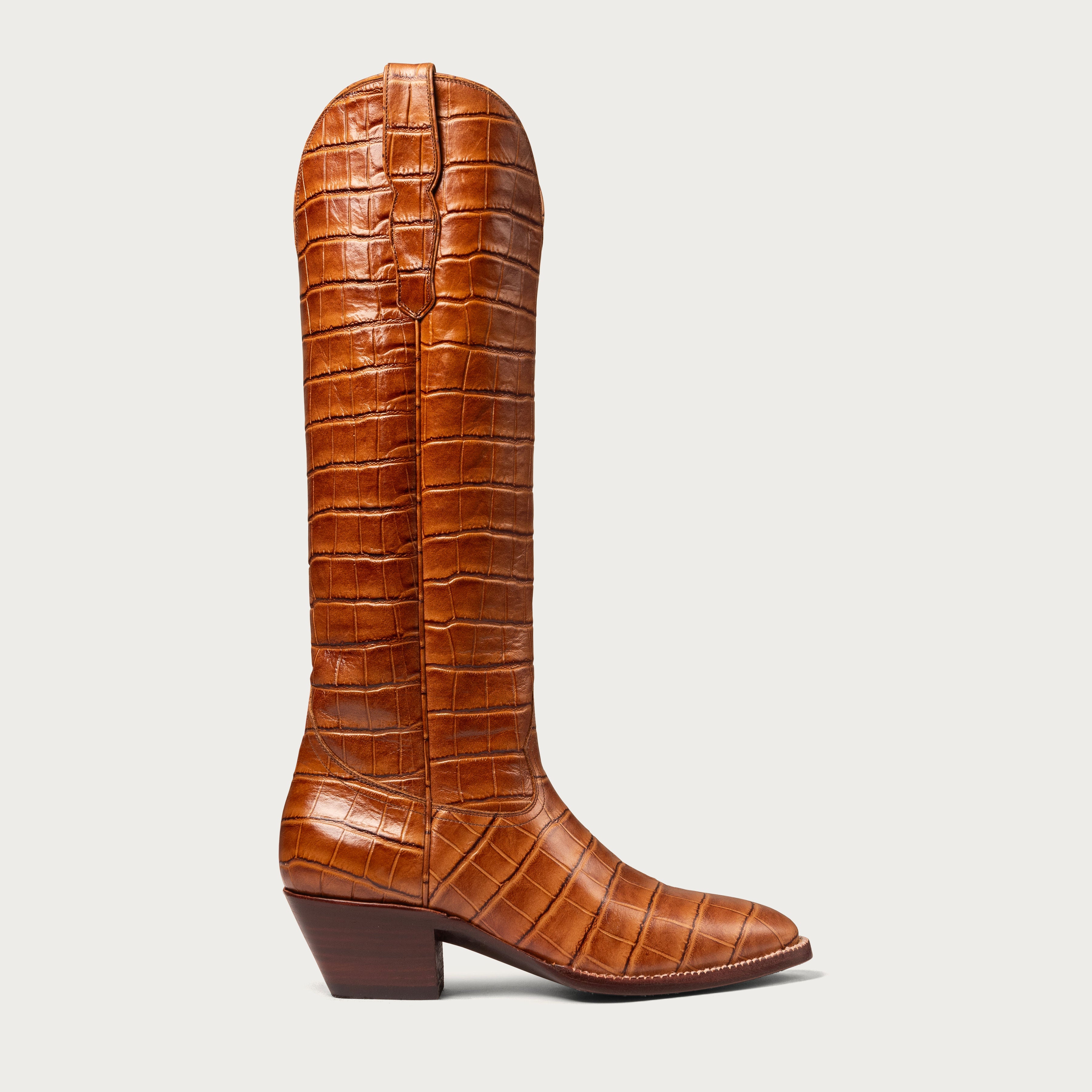 The Soho Boot Cognac Croc Extended – CITY Boots