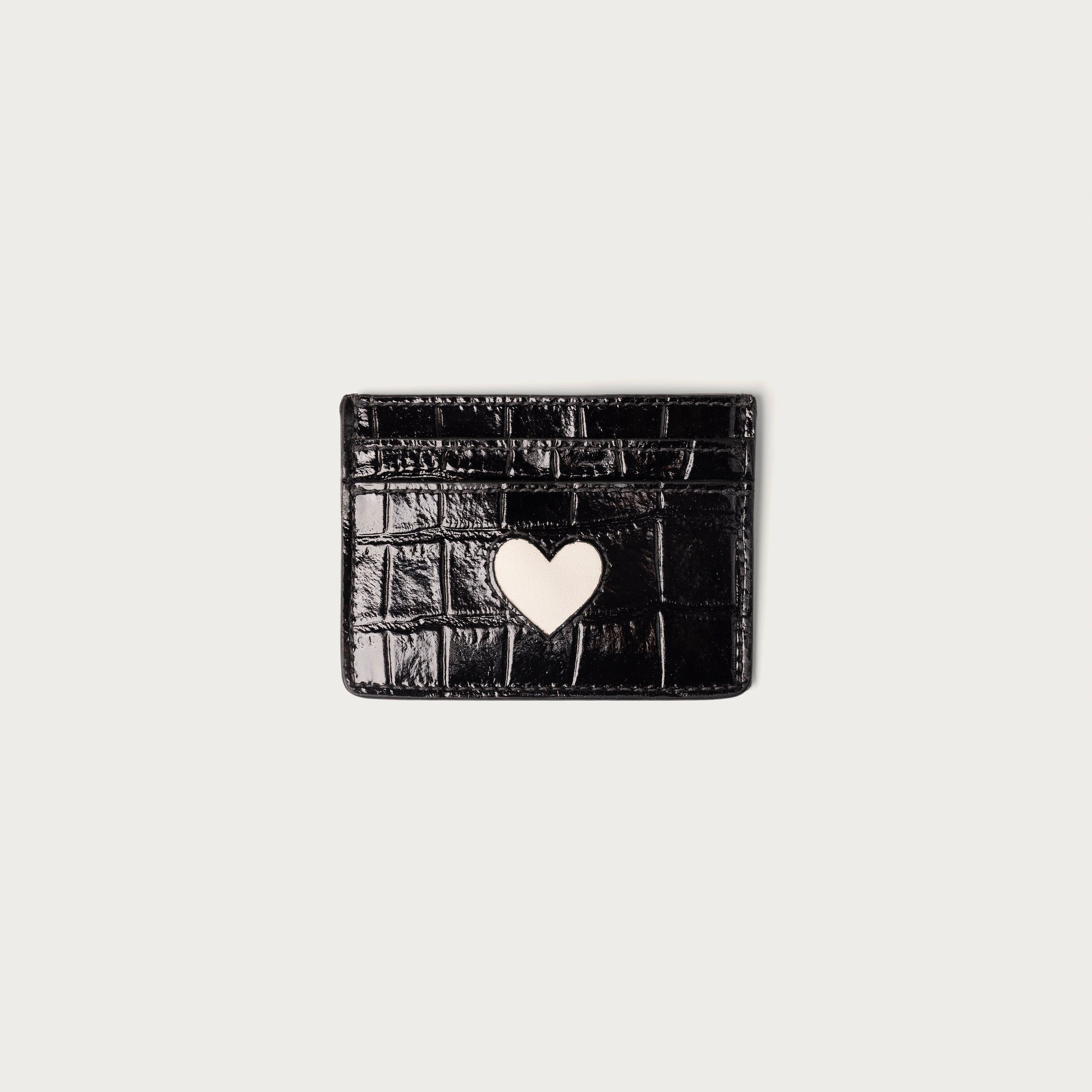 The Heart Wallet Black Croc and Bone - CITY Boots