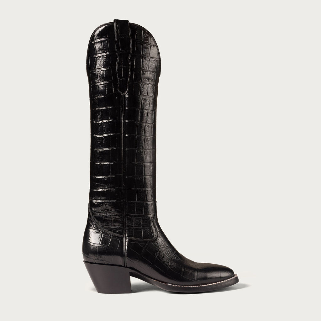 The Soho Boot Black Croc Extended - CITY Boots
