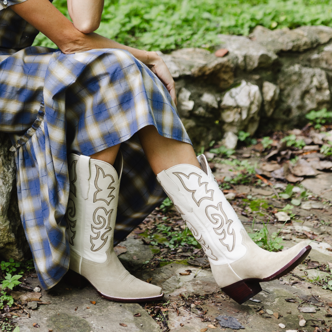 The Memphis Boot Bone and Bone Suede