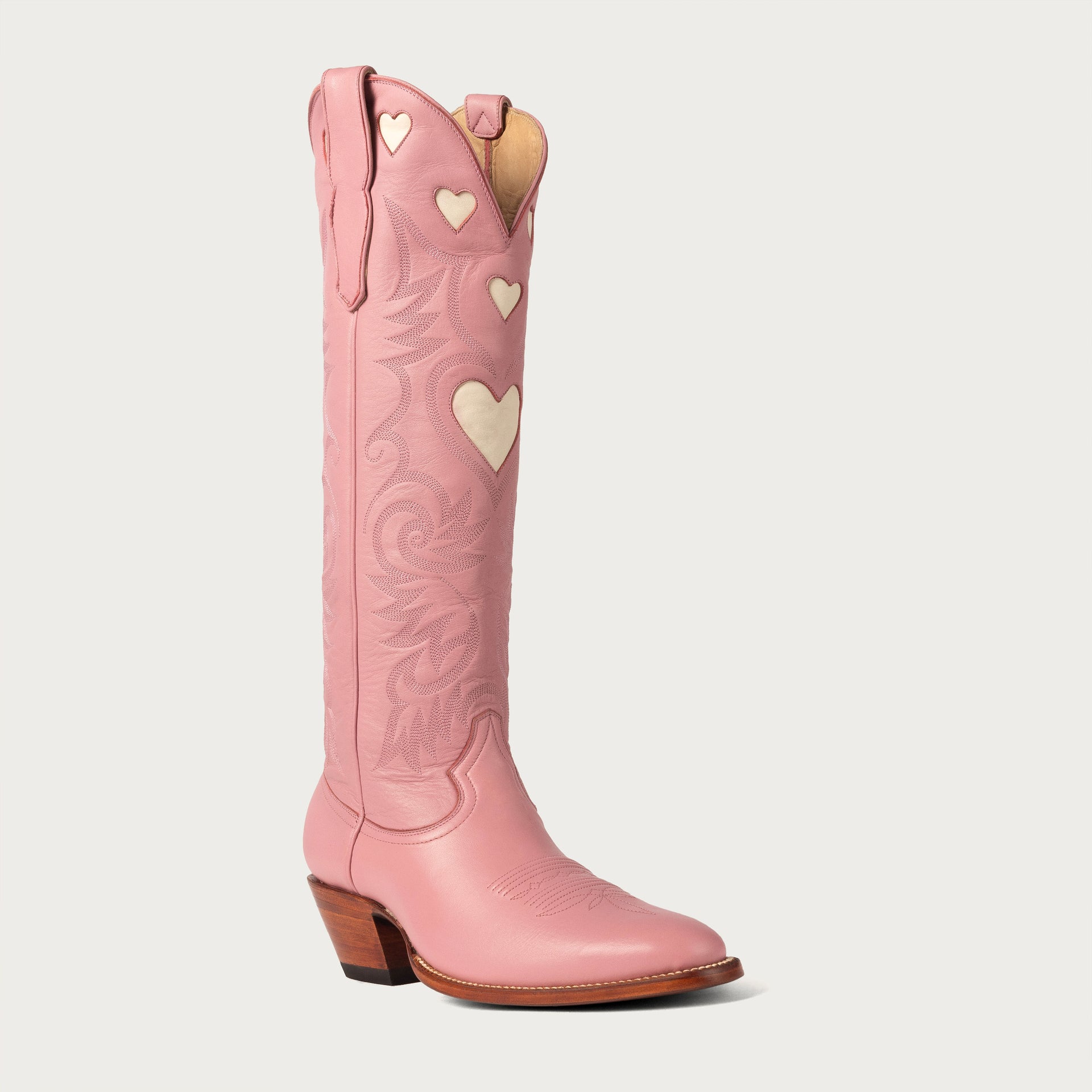 The Heart Boot Pink and Bone