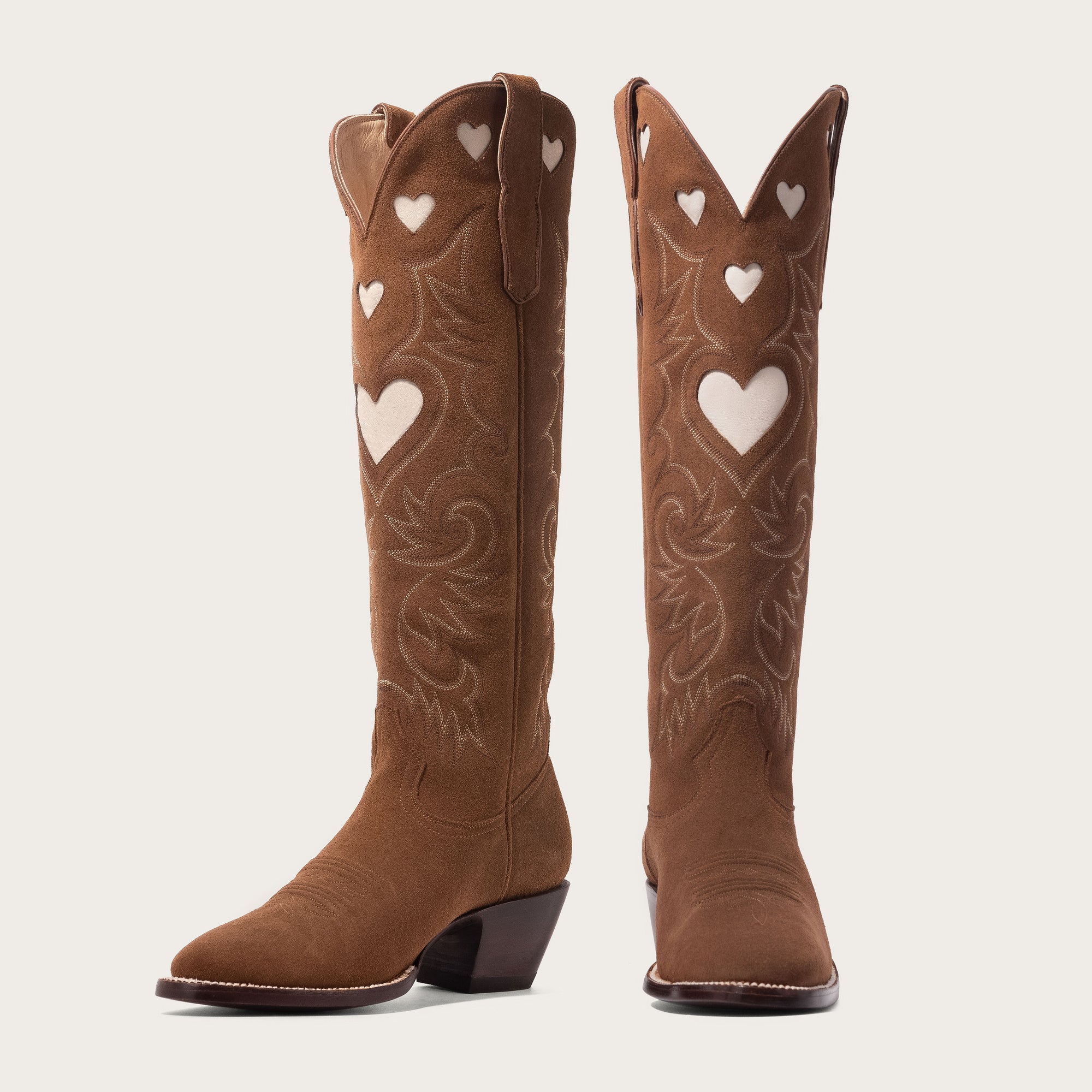 Chestnut Suede & Bone Heart Boot Limited Edition - CITY Boots