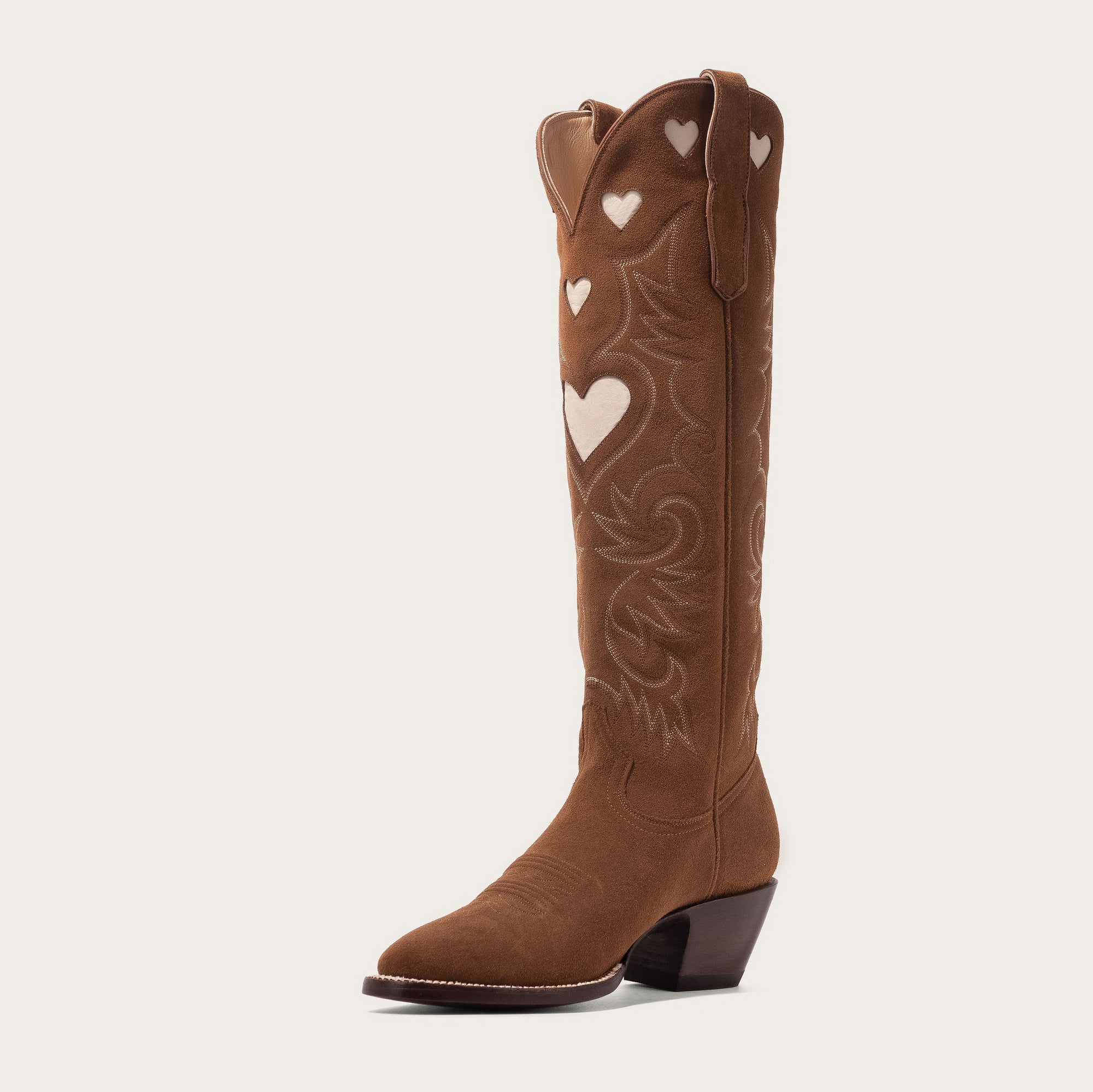 Chestnut Suede & Bone Heart Boot Limited Edition - CITY Boots