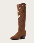 Chestnut Suede & Bone Heart Boot Limited Edition - CITY Boots