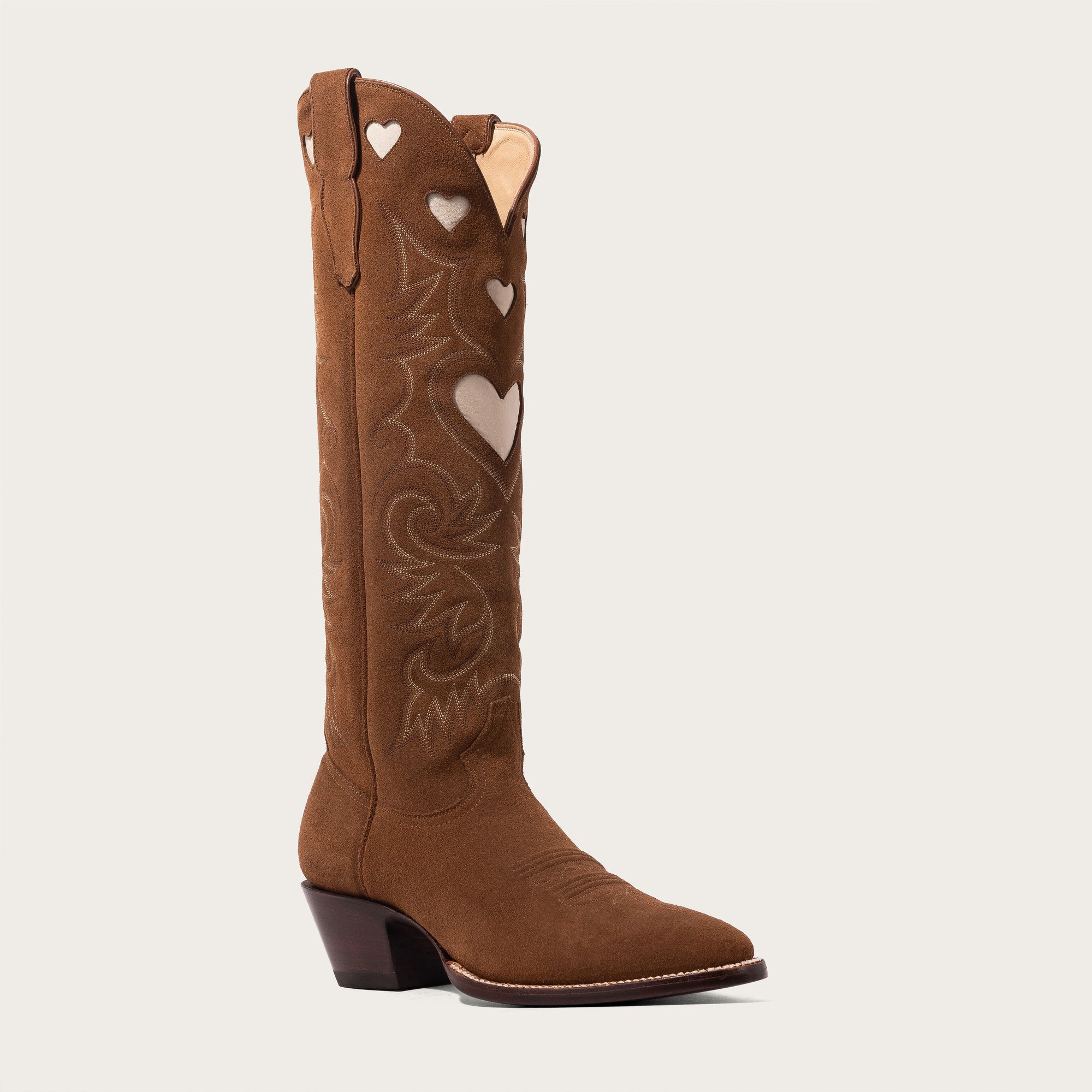 Chestnut Suede & Bone Heart Boot Limited Edition - CITY Boots